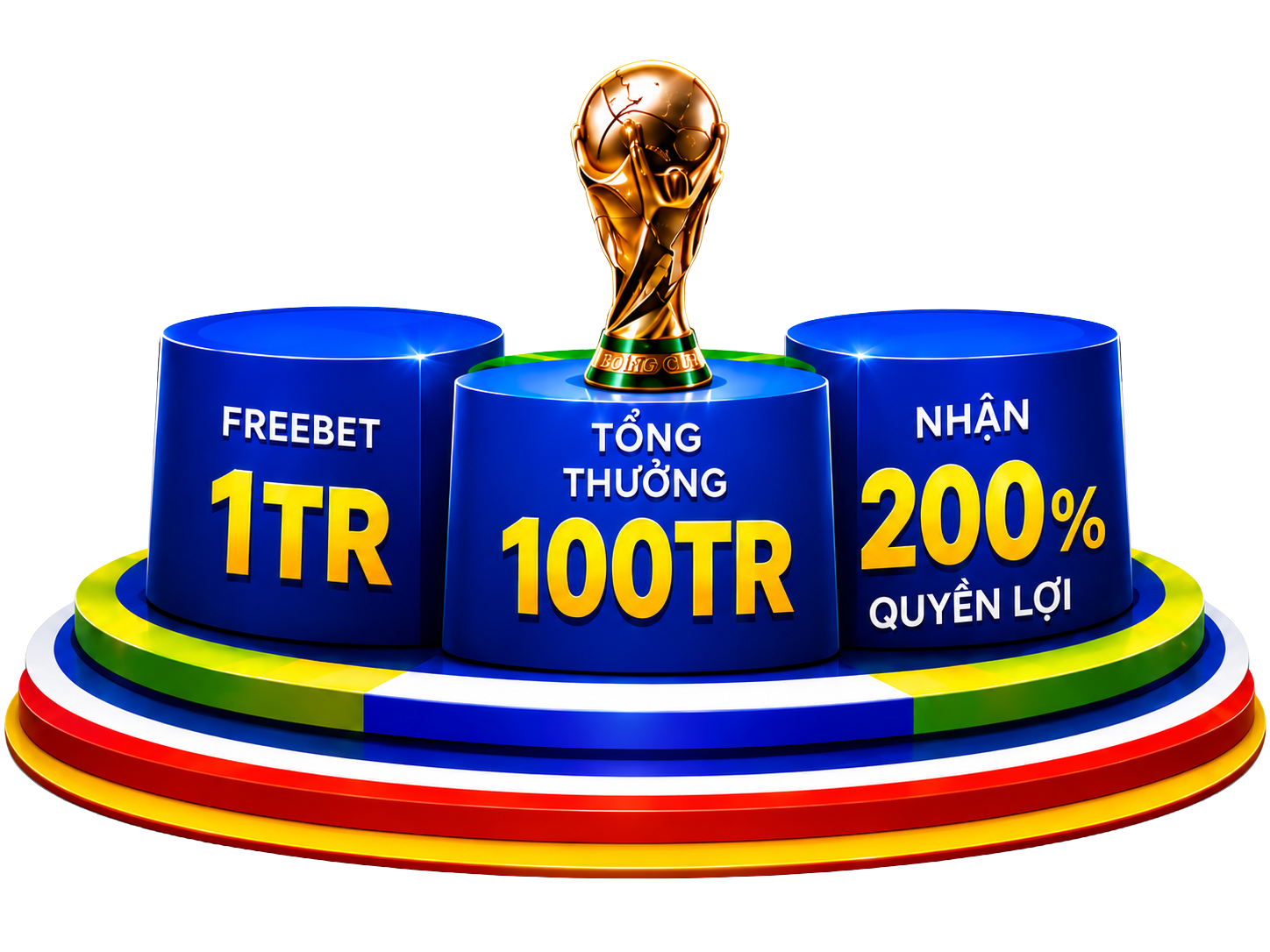 Freebet 1TR · Tổng thưởng 100TR · Nhận 200% quyền lợi
